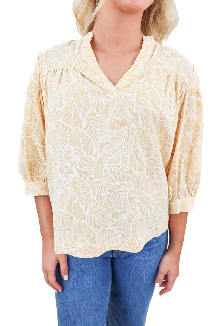 Pinch yellow patterned top NWT (XS; retail $78)