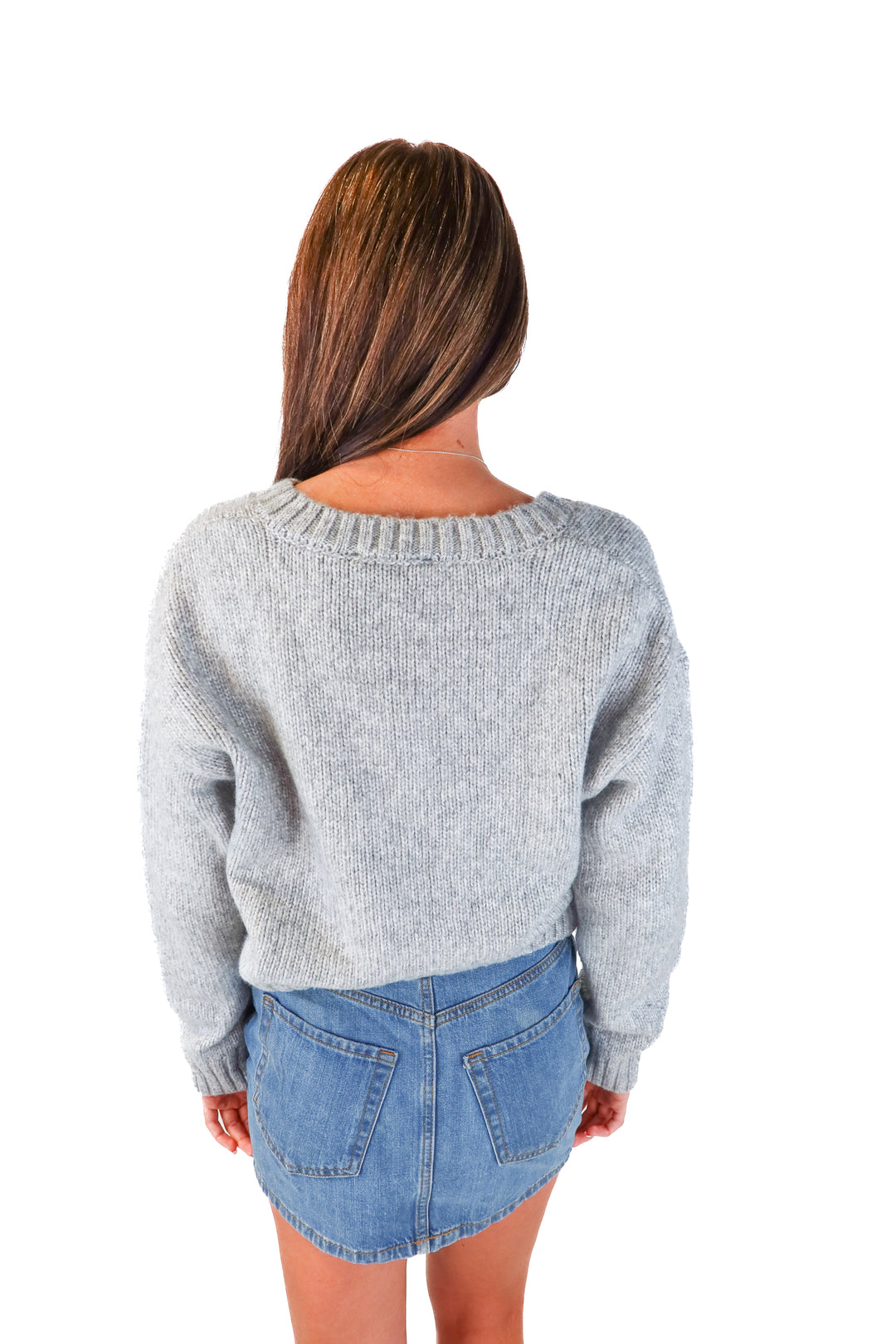 steve madden grey vneck sweater NWT (s)