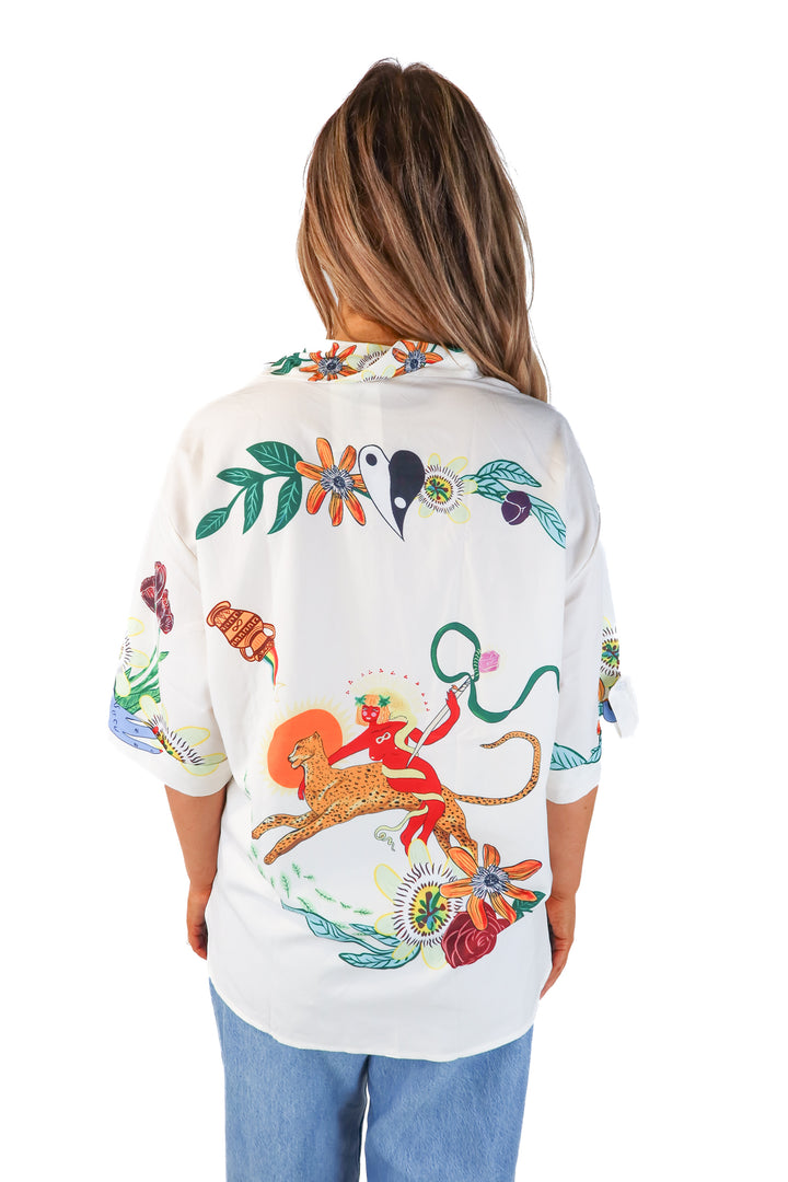 white tropical button up (L)