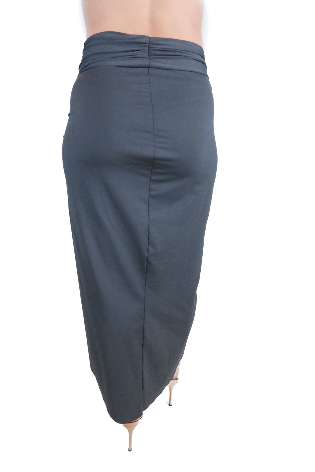 skims slate grey midi skirt with high slit (s)