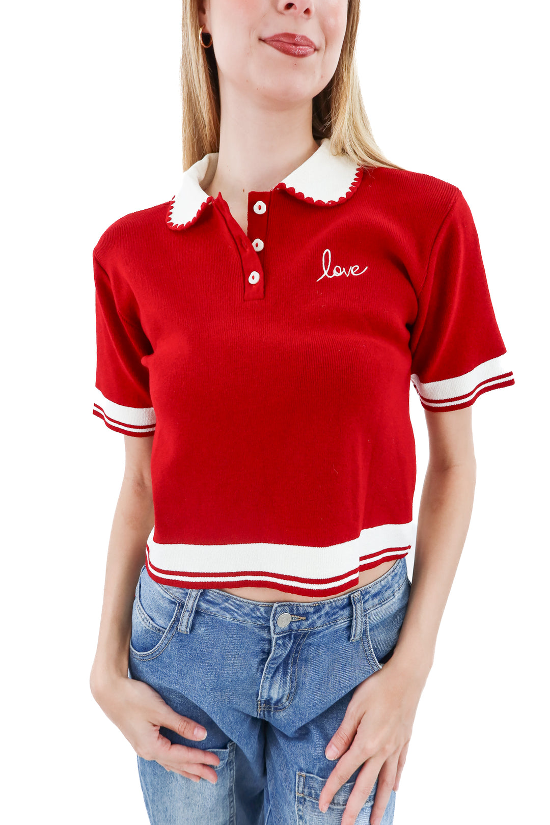 dress to rio de janeiro red short sleeve sweater (s; retail $109)