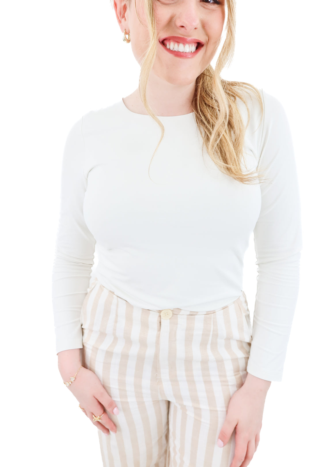 aritzia white contour long sleeve bodysuit (xl; retail $58)
