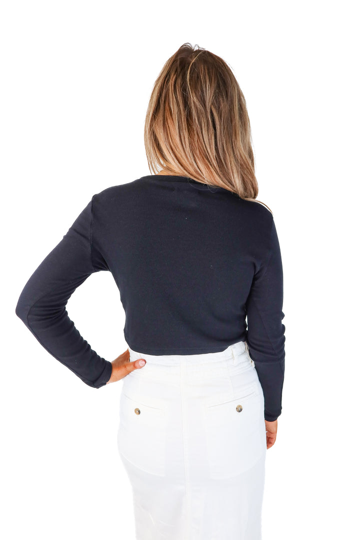 madewell black ribbed long sleeve top (L; retail $52)
