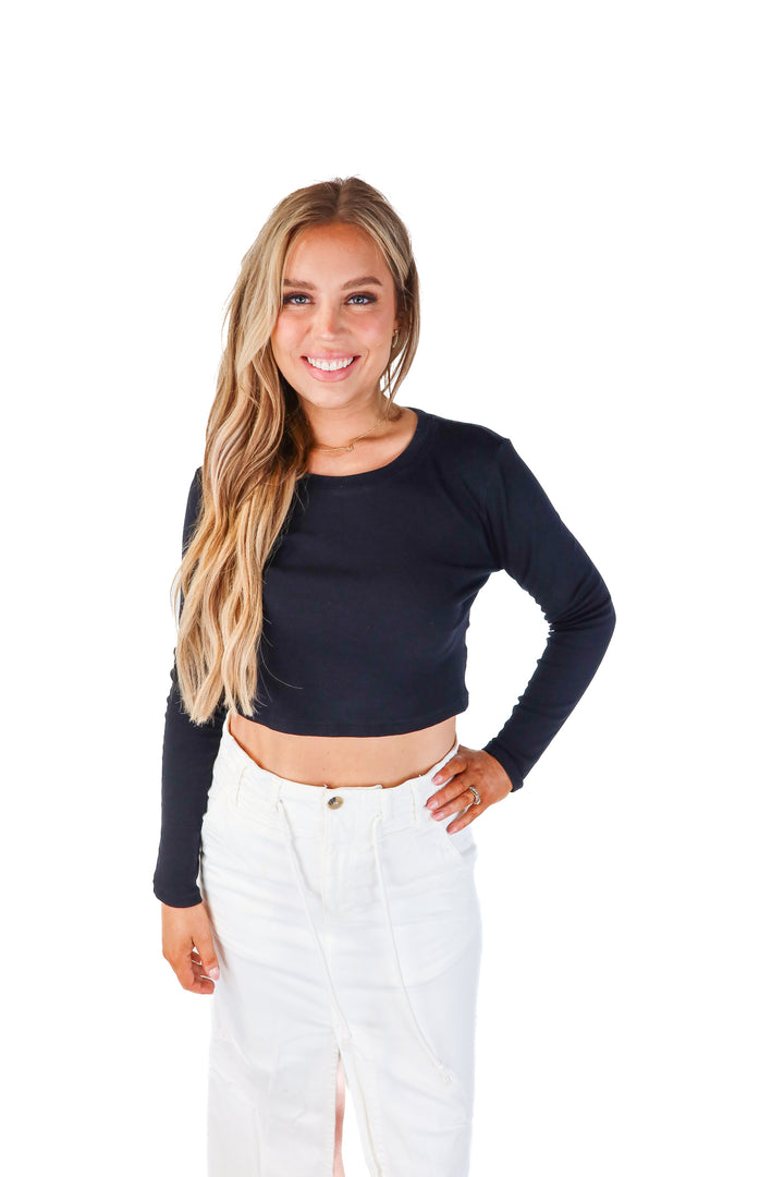madewell black ribbed long sleeve top (L; retail $52)
