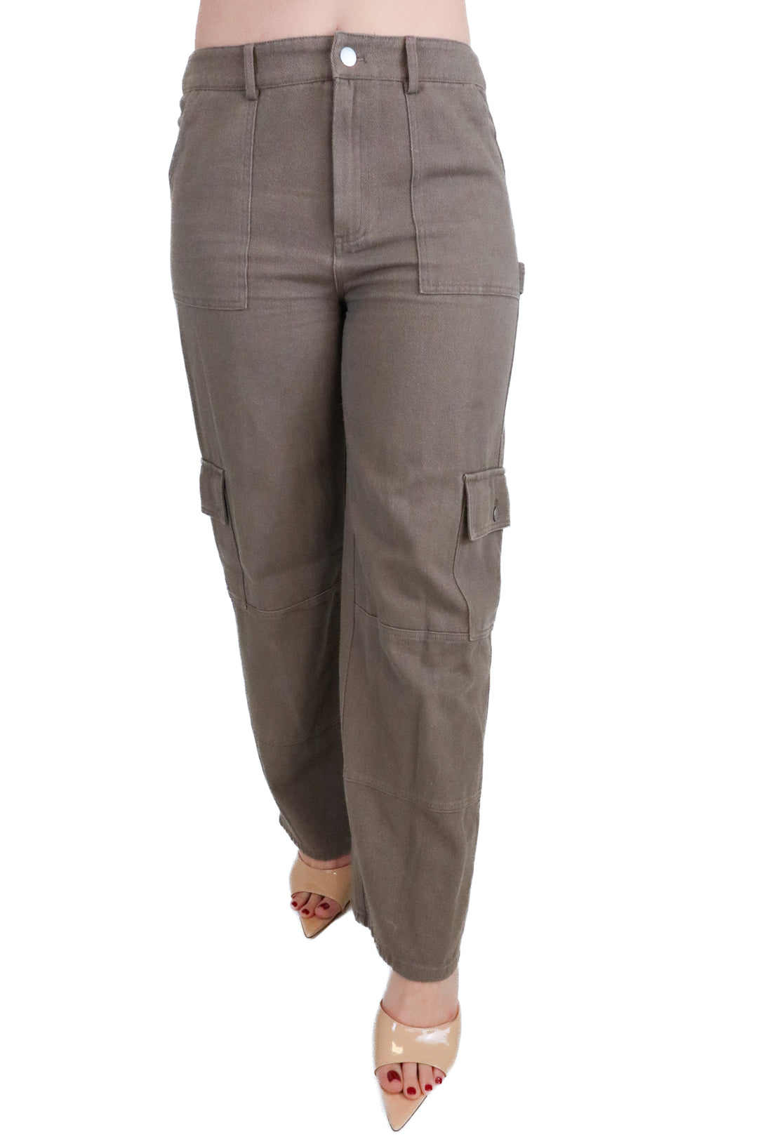 blue blush taupe cargo jeans (m)