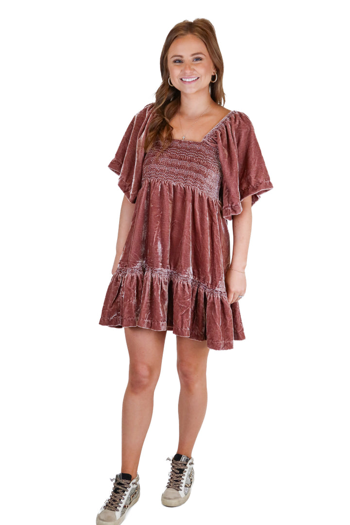 free people rose velvet mini dress NWT (xs; retail $168)