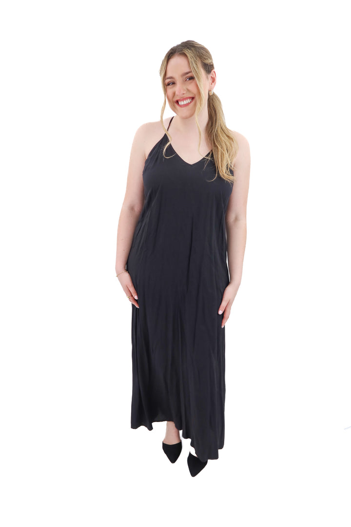 old navy black spaghetti strap dress (ltall)