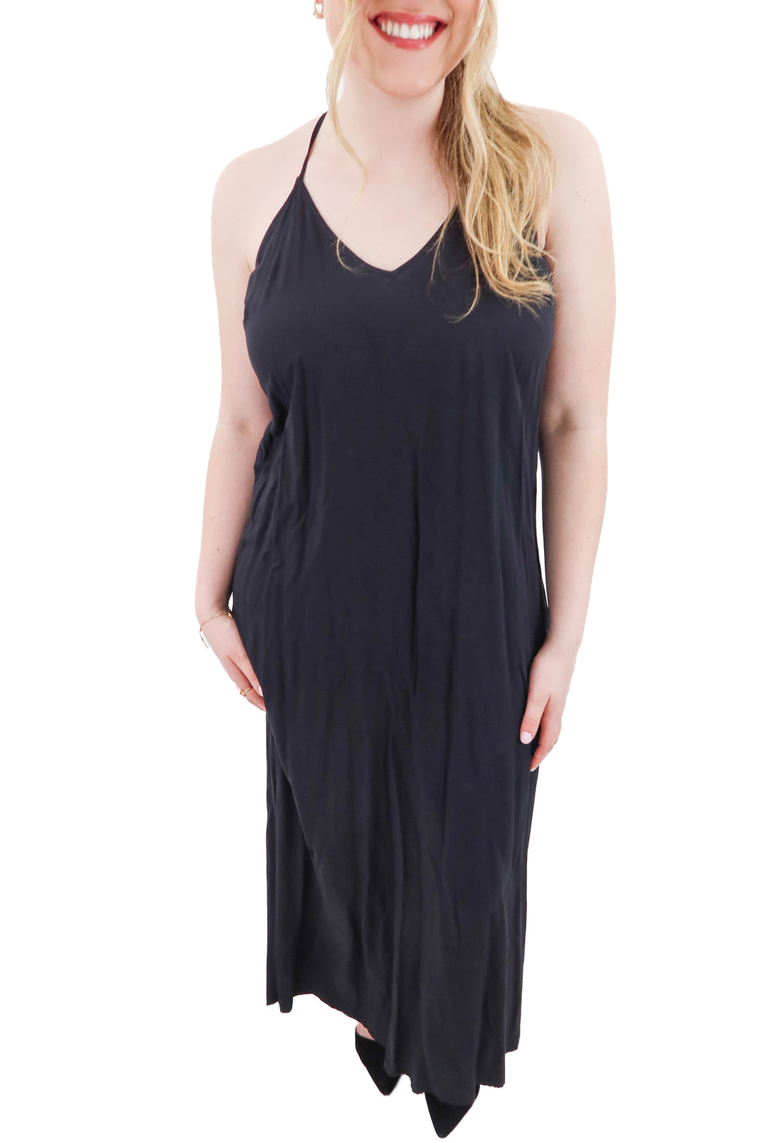 old navy black spaghetti strap dress (ltall)