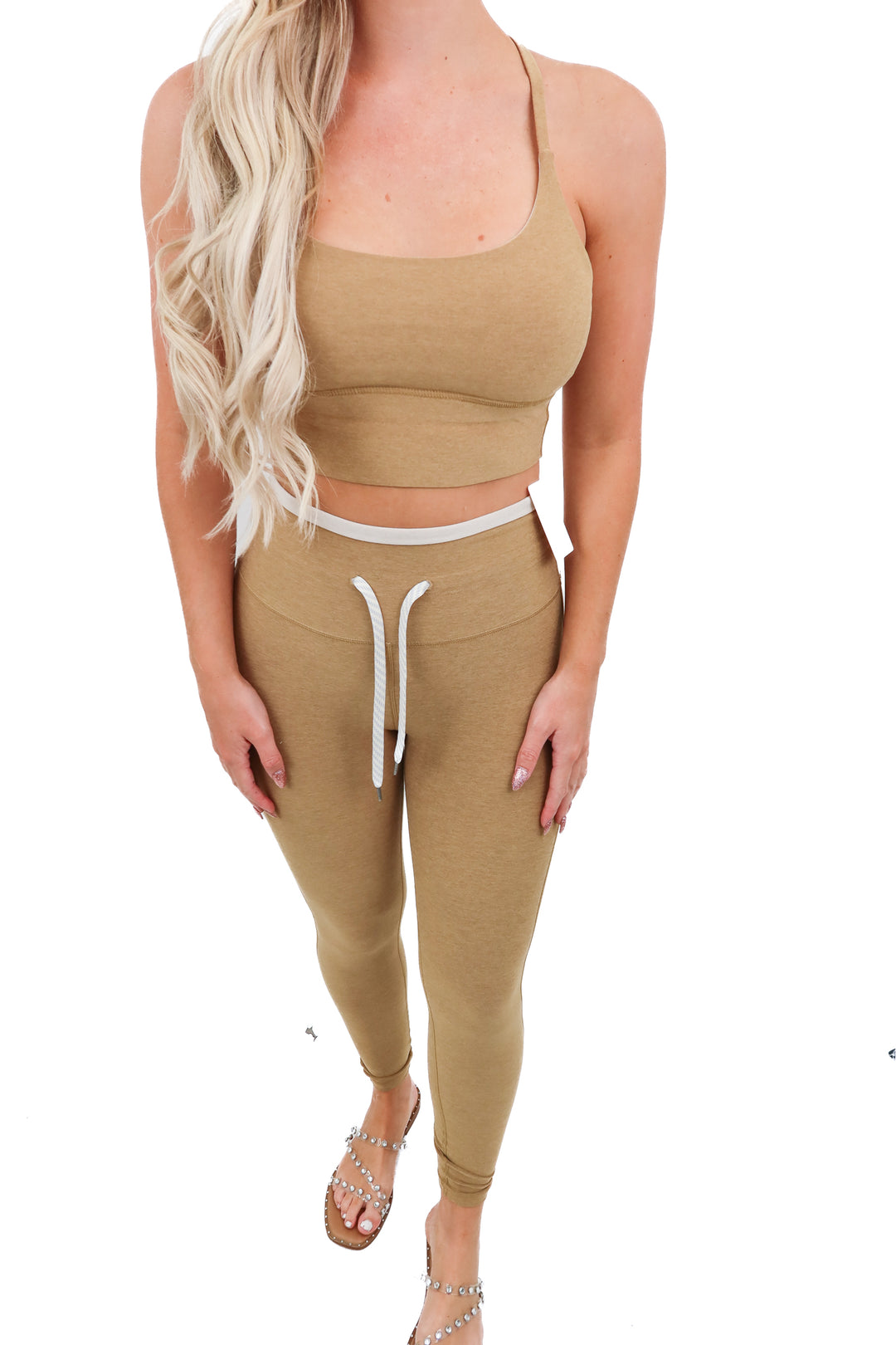 Vuori tan sports tank and legging set (S; retail $142)