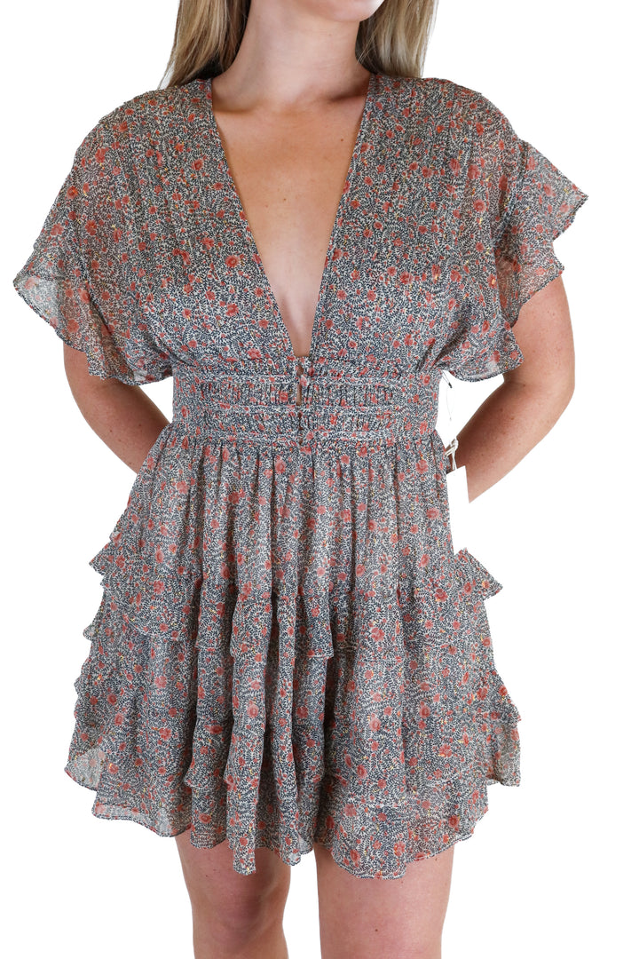tularosa deep v floral mini dress NWT (s; retail $218)