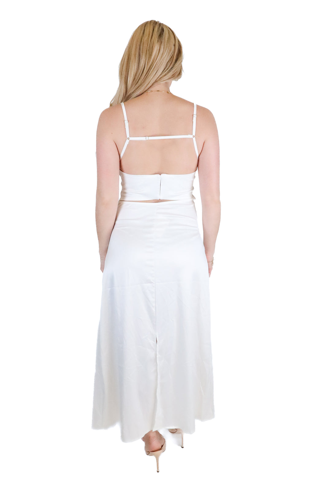 White Satin Midi Dress (M)