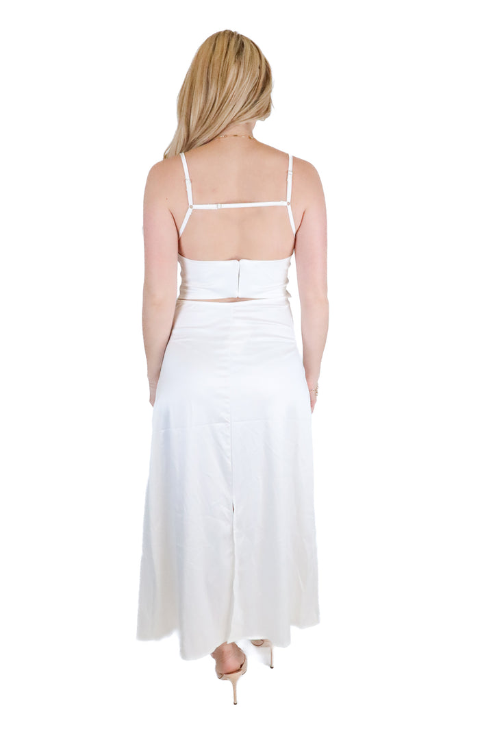 White Satin Midi Dress (M)