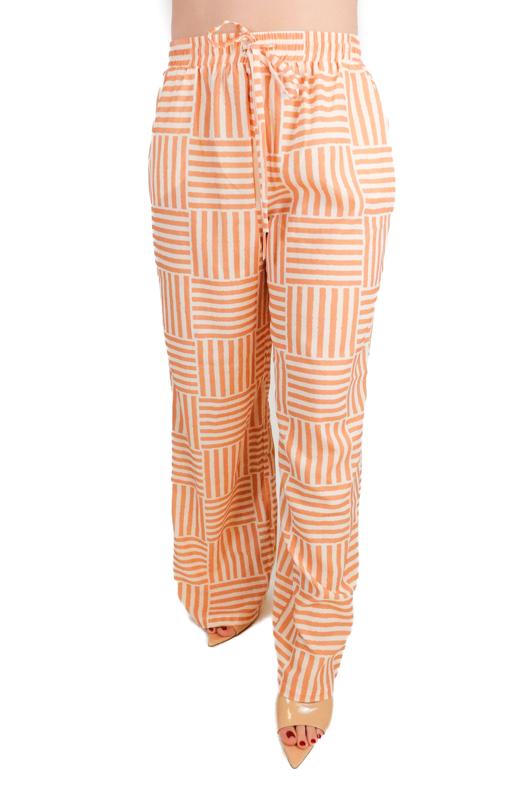 Grey Bandit Peach Checkered Print Pants NWT (L)