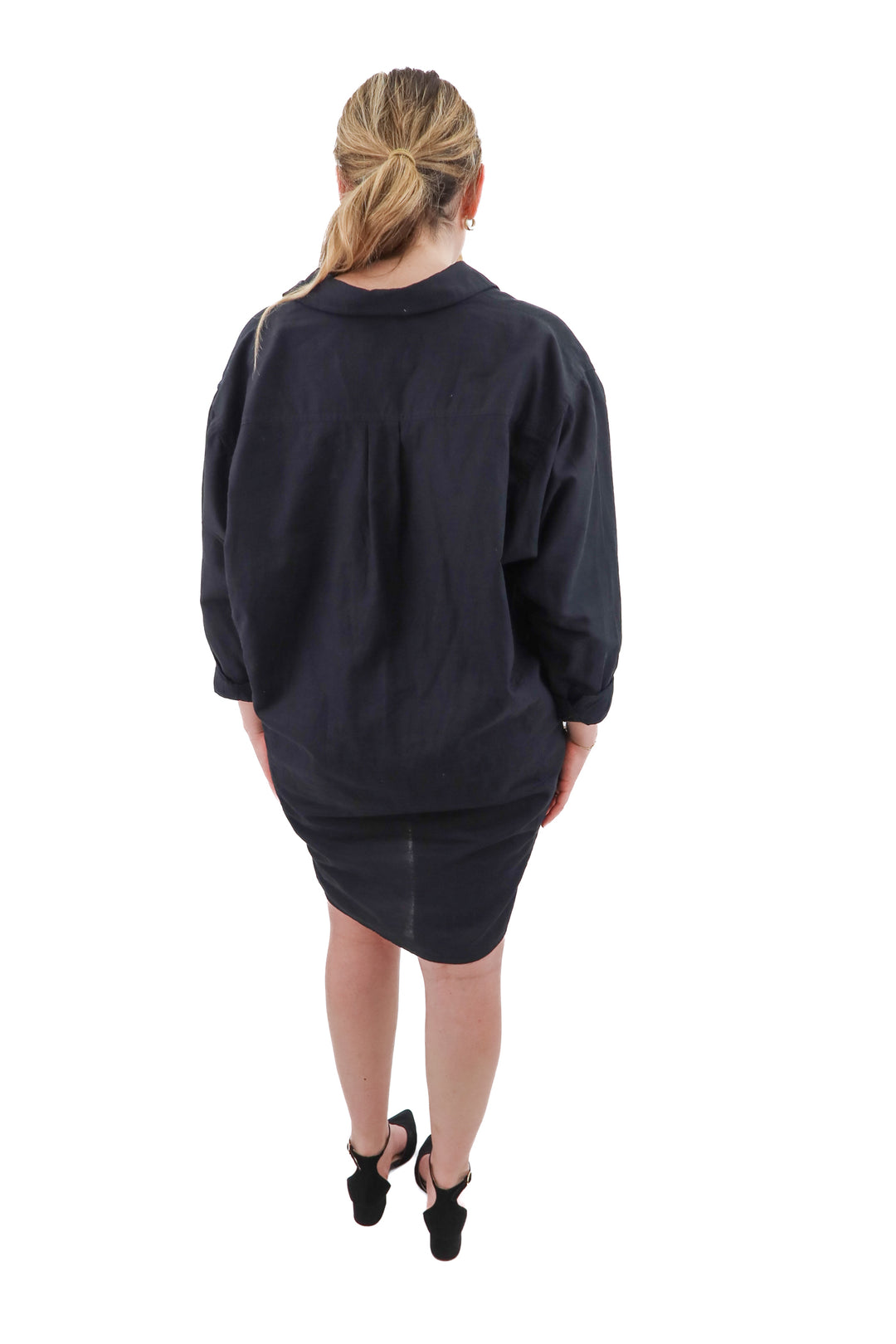 universal thread black button up dress (l; retail $35)
