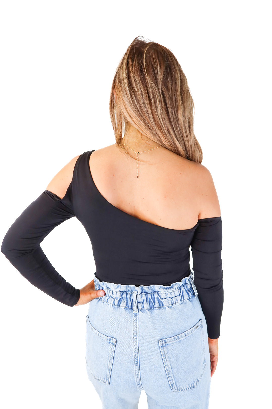 lovers and friends black one cold shoulder bodysuit (m; retail $108)