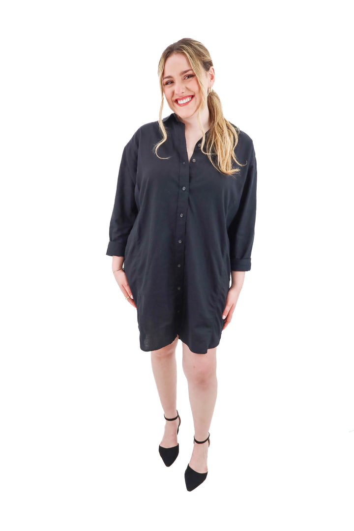universal thread black button up dress (l; retail $35)