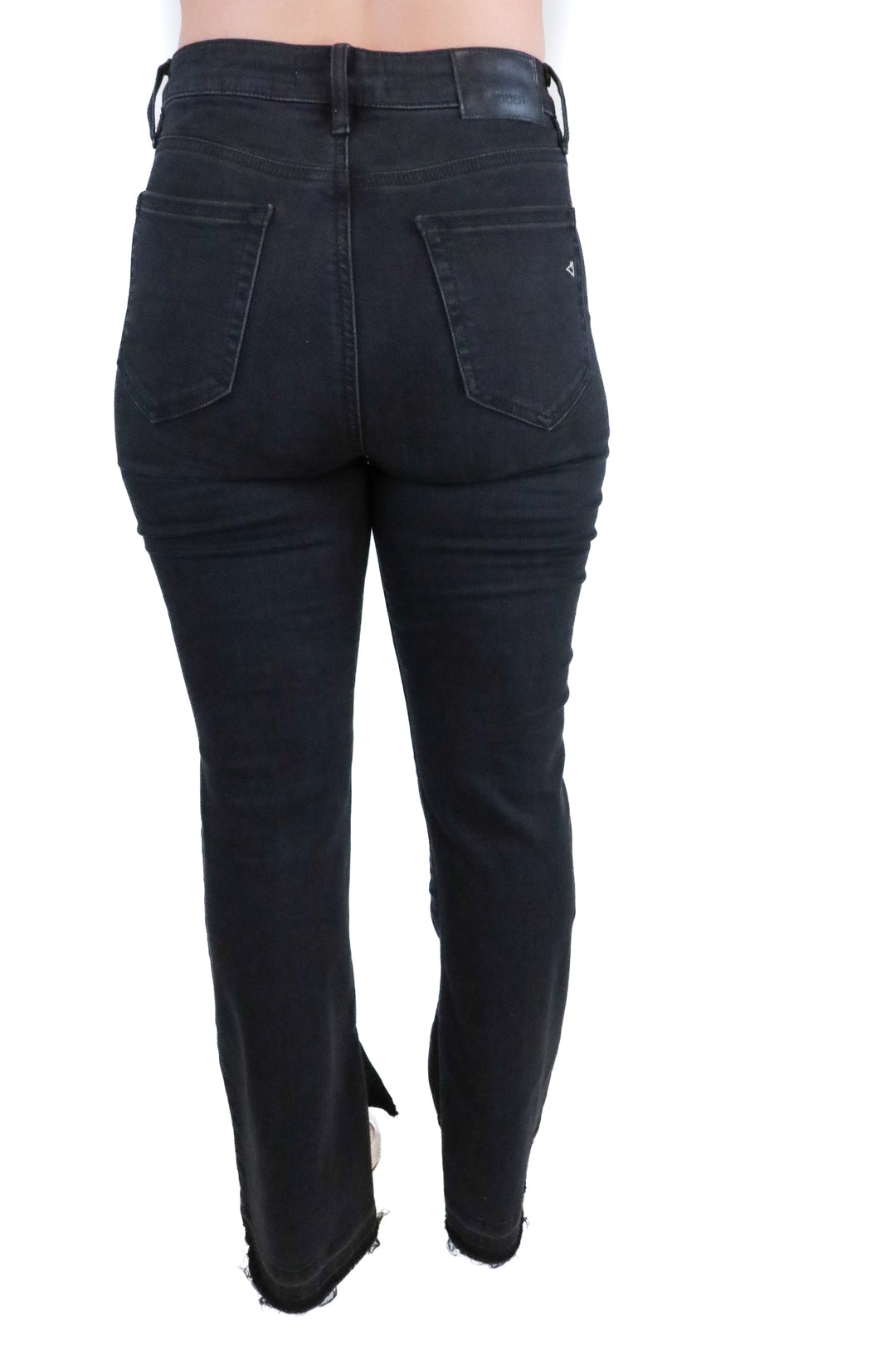 Hidden Black Flare Leg Raw Hem Jeans (28)