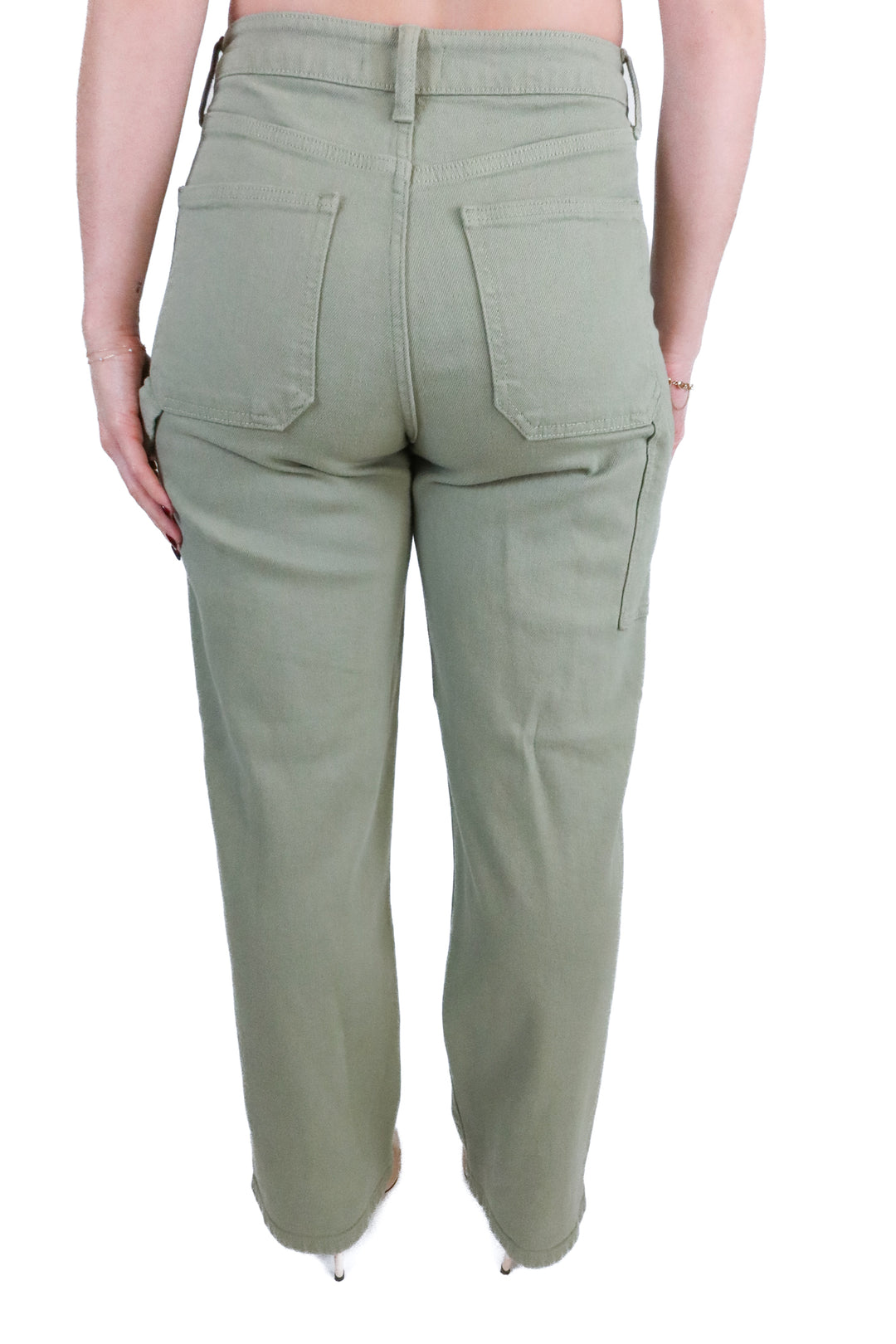 JBD Olive green wide leg denim cargo pants (27)