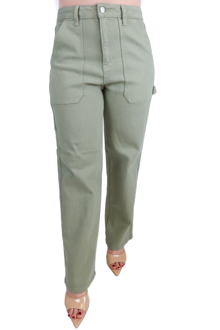 JBD Olive green wide leg denim cargo pants (27)