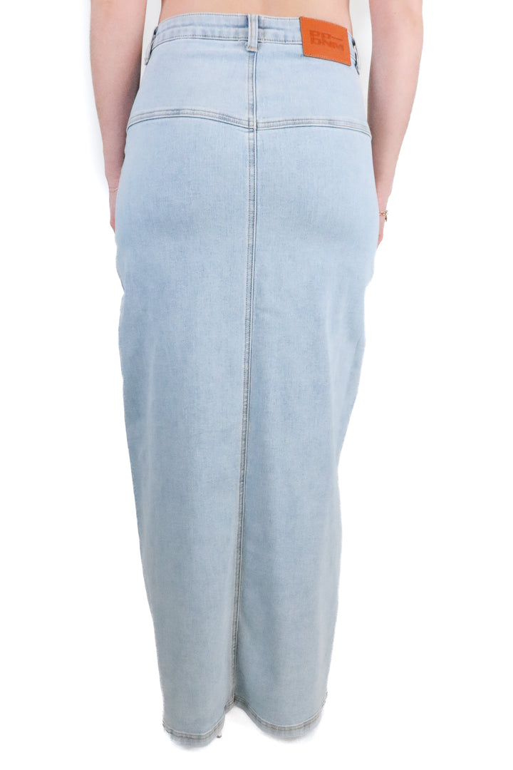 Princess Polly Light Wash Denim Maxi Skirt (4)