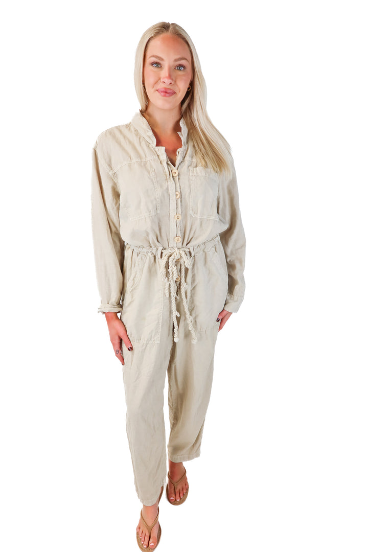 free people cargo jumpsuit (m)