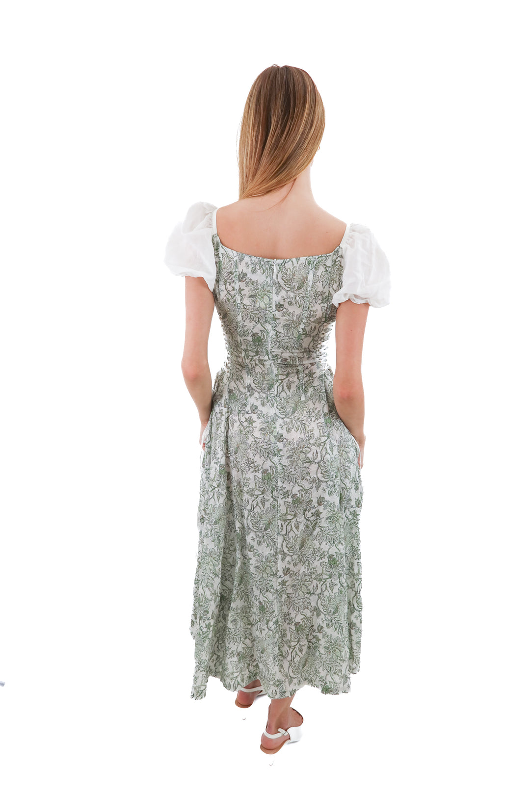 comfort first classy always green patterned dress (s)