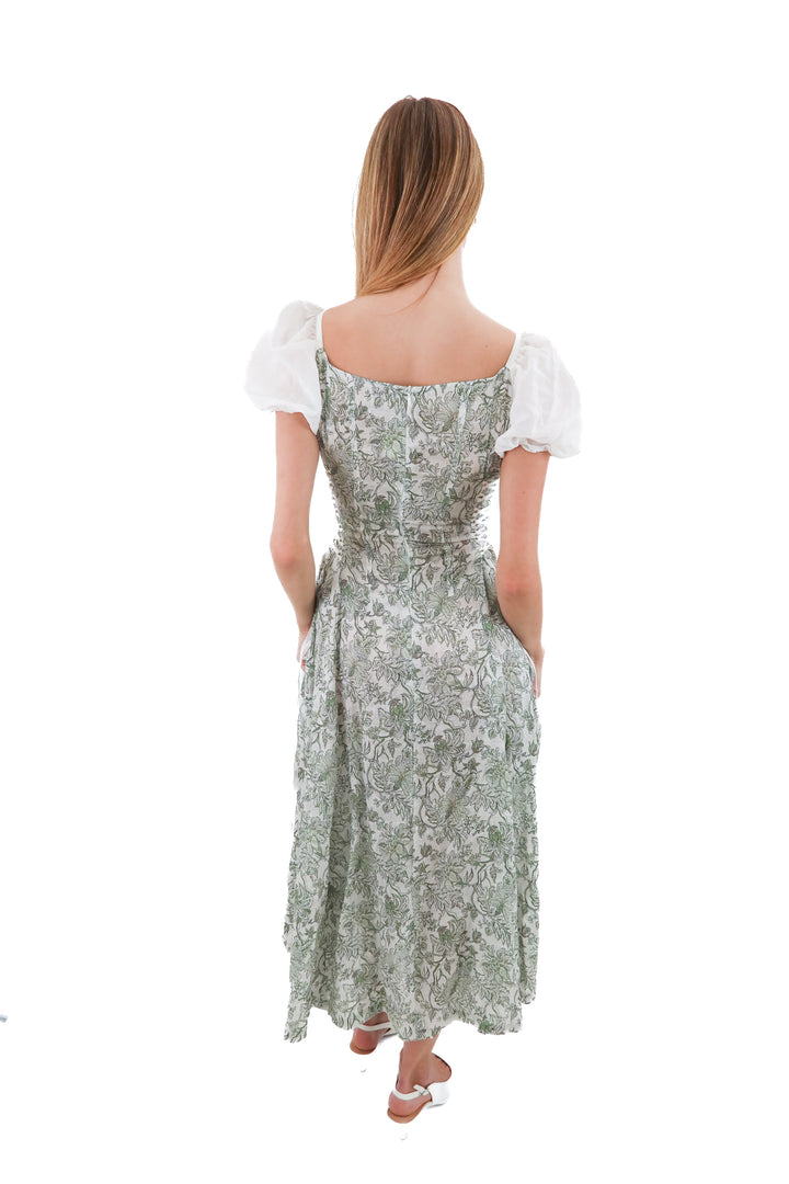 comfort first classy always green patterned dress (s)