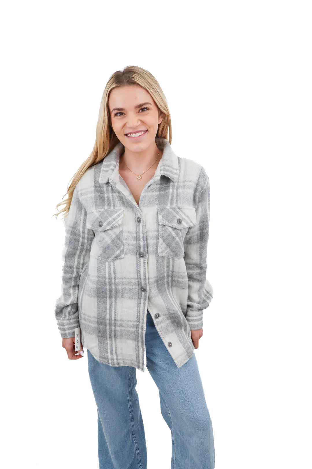 Thread and Supply grey plaid jacket (S; retail $78)
