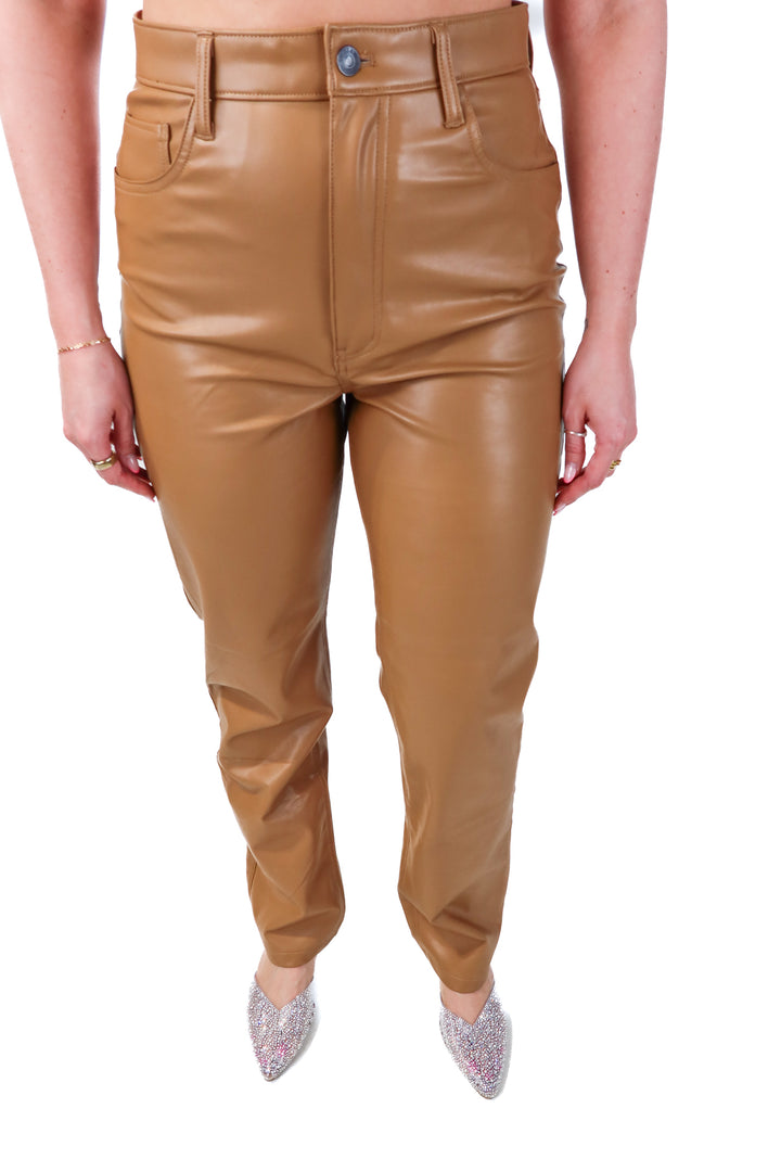 abercrombie & fitch brown vegan leather pants (10L)