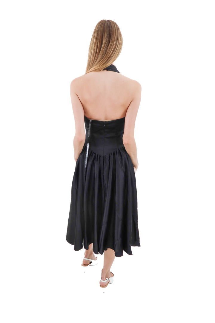 leau black midi dress nwt (m; retail $205)