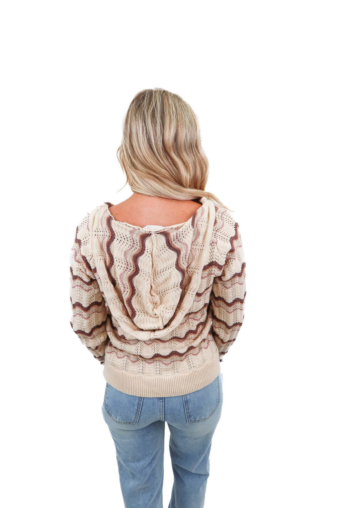 Heartloom pattern knit hoodie sweater (S; retail $99)