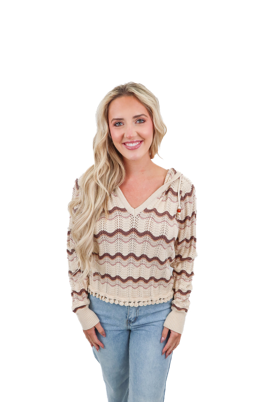Heartloom pattern knit hoodie sweater (S; retail $99)