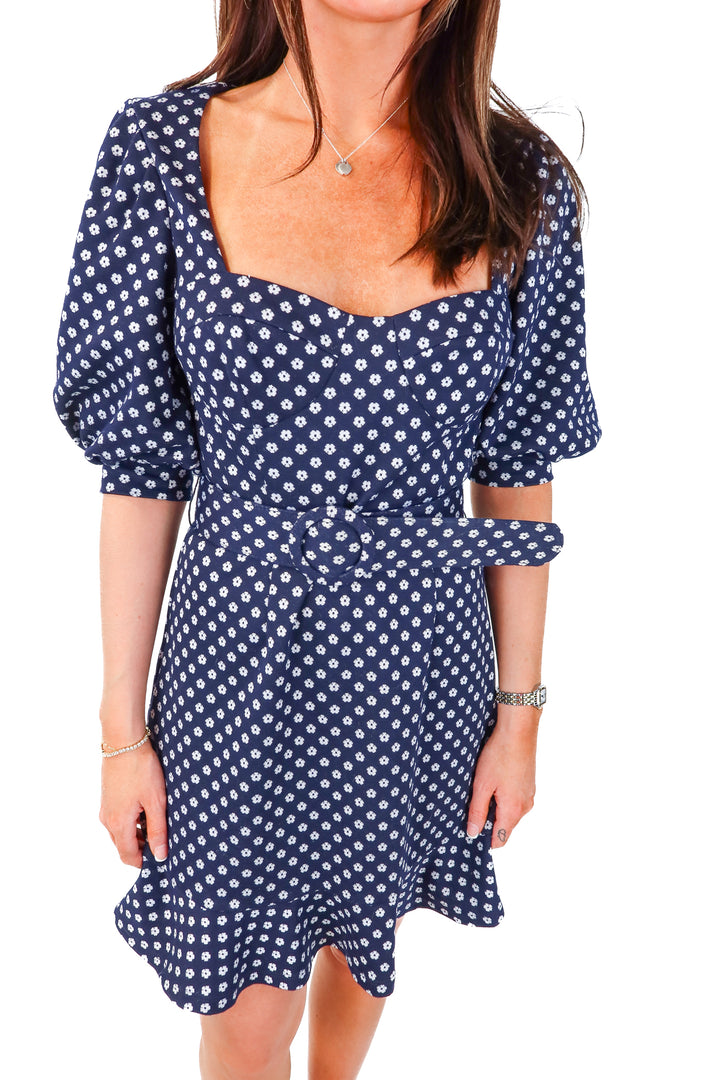 hutch navy/white floral dress (4; retail $275)
