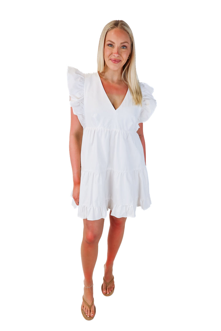 abercrombie & fitch white tiered dress (m; retail $80)