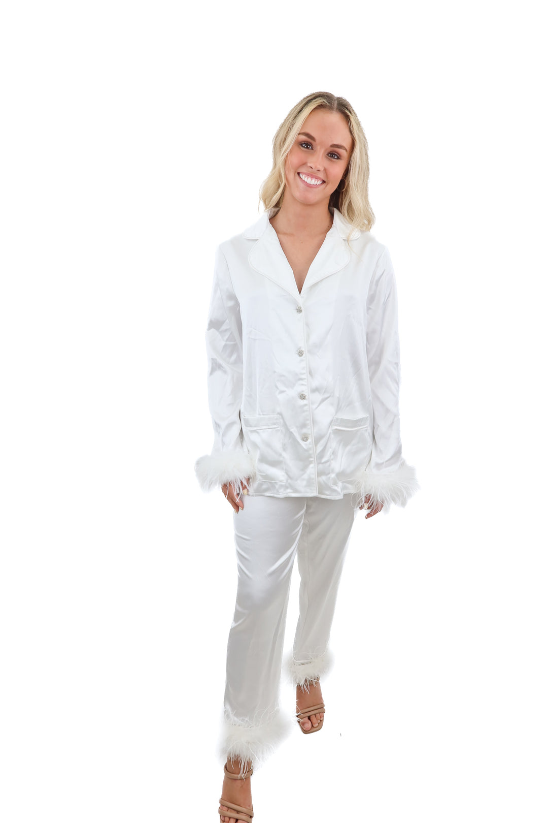 BuddyLove ivory satin pajama pants set NWOT (S)