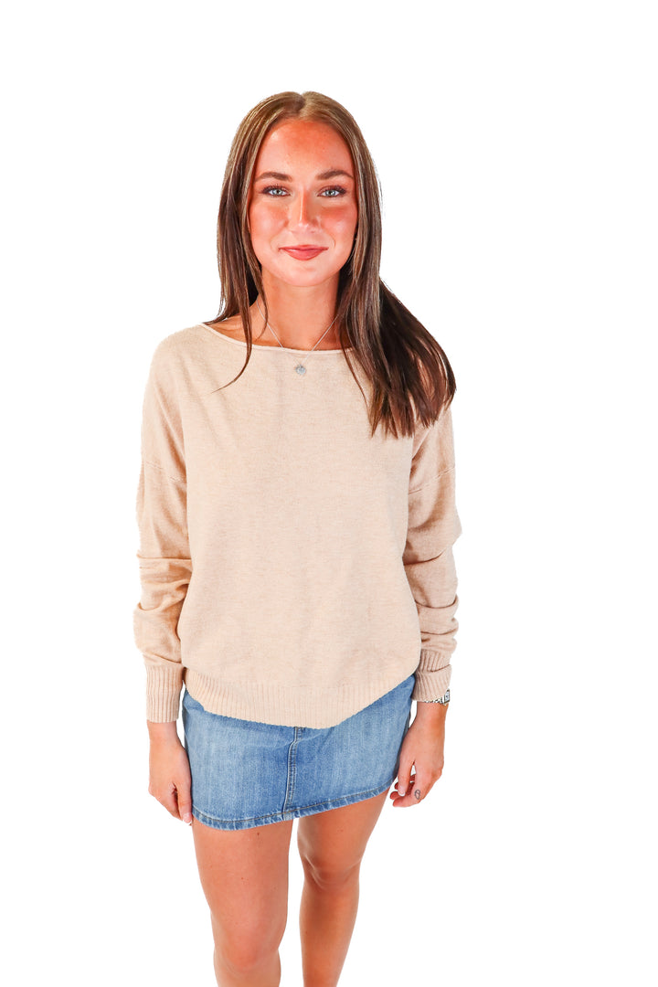 dreamer by debut brown boatneck sweater (s/m)
