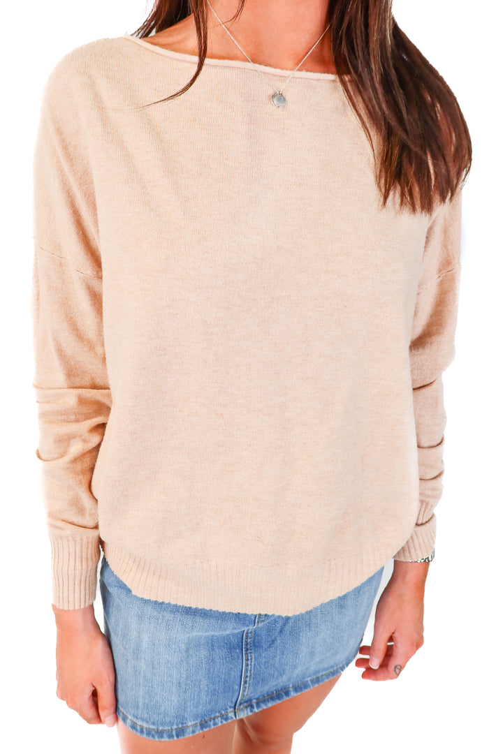 dreamer by debut brown boatneck sweater (s/m)