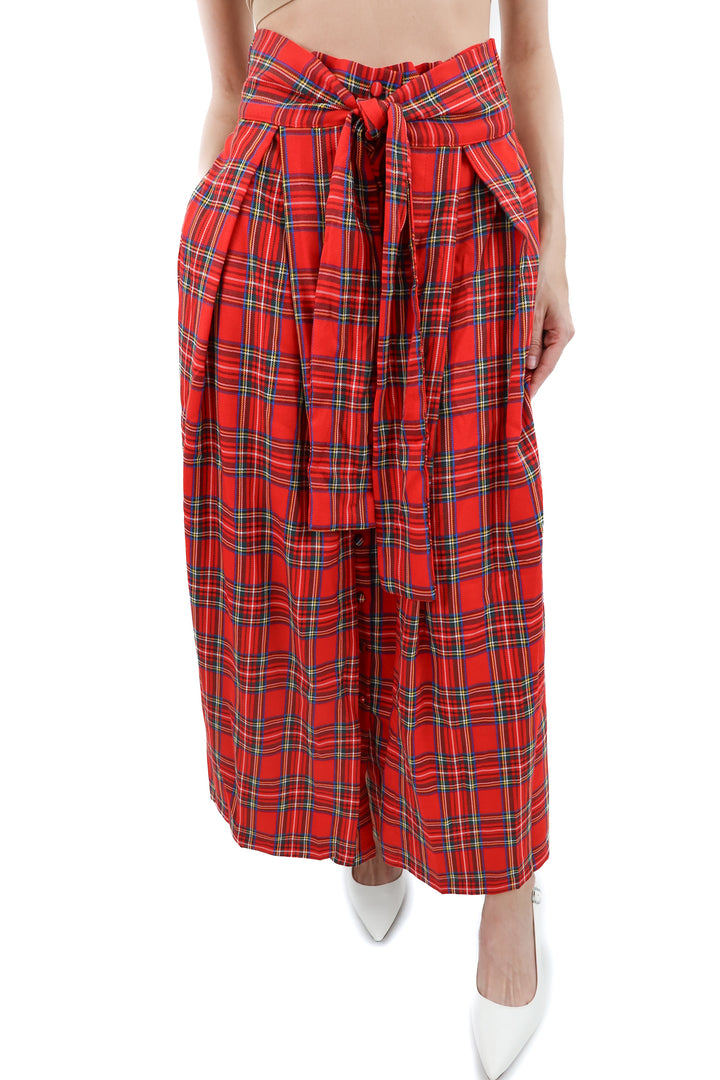 ivy city co red plaid tie skirt (s; retail $98)