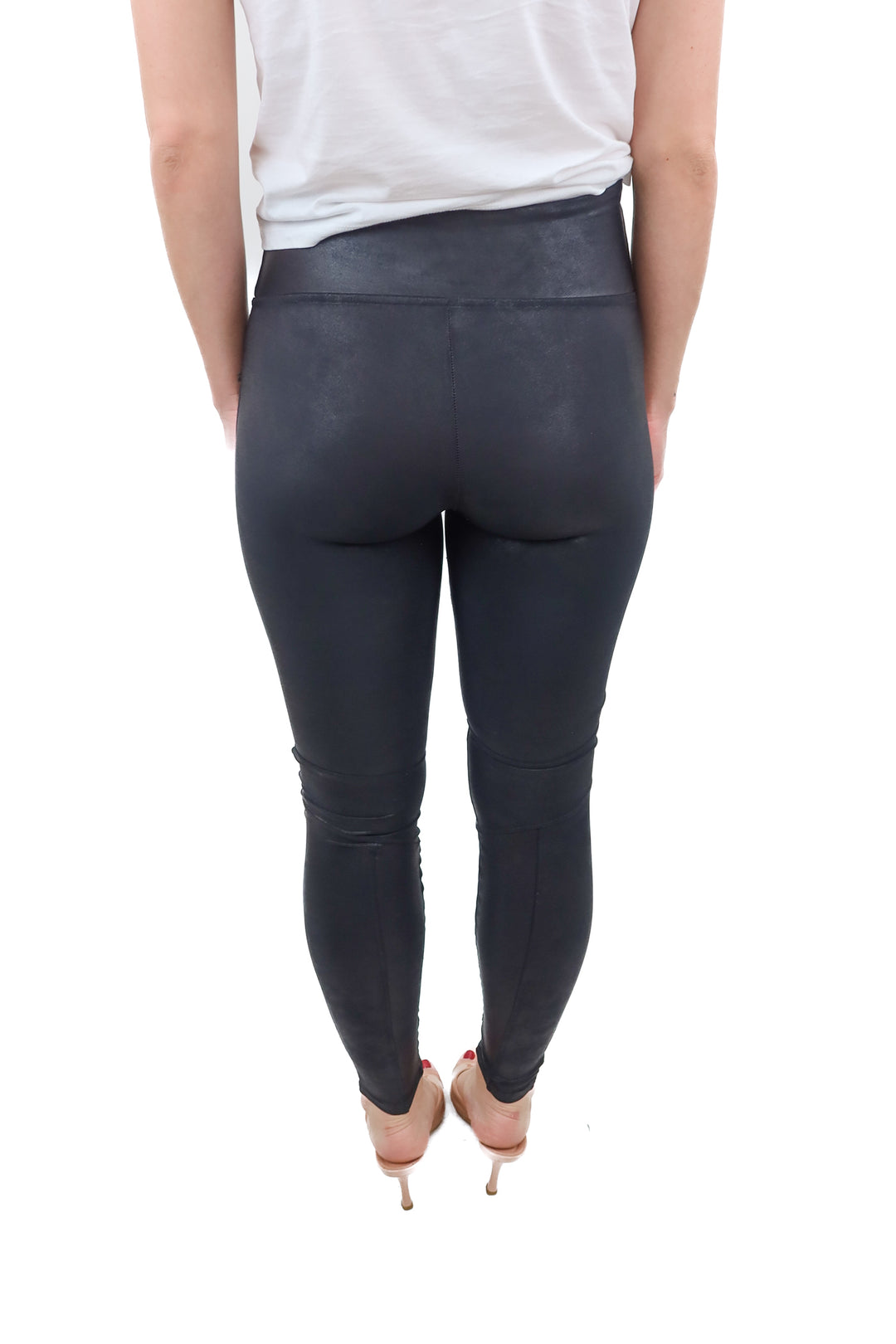Spanx black shine moto legging (S)