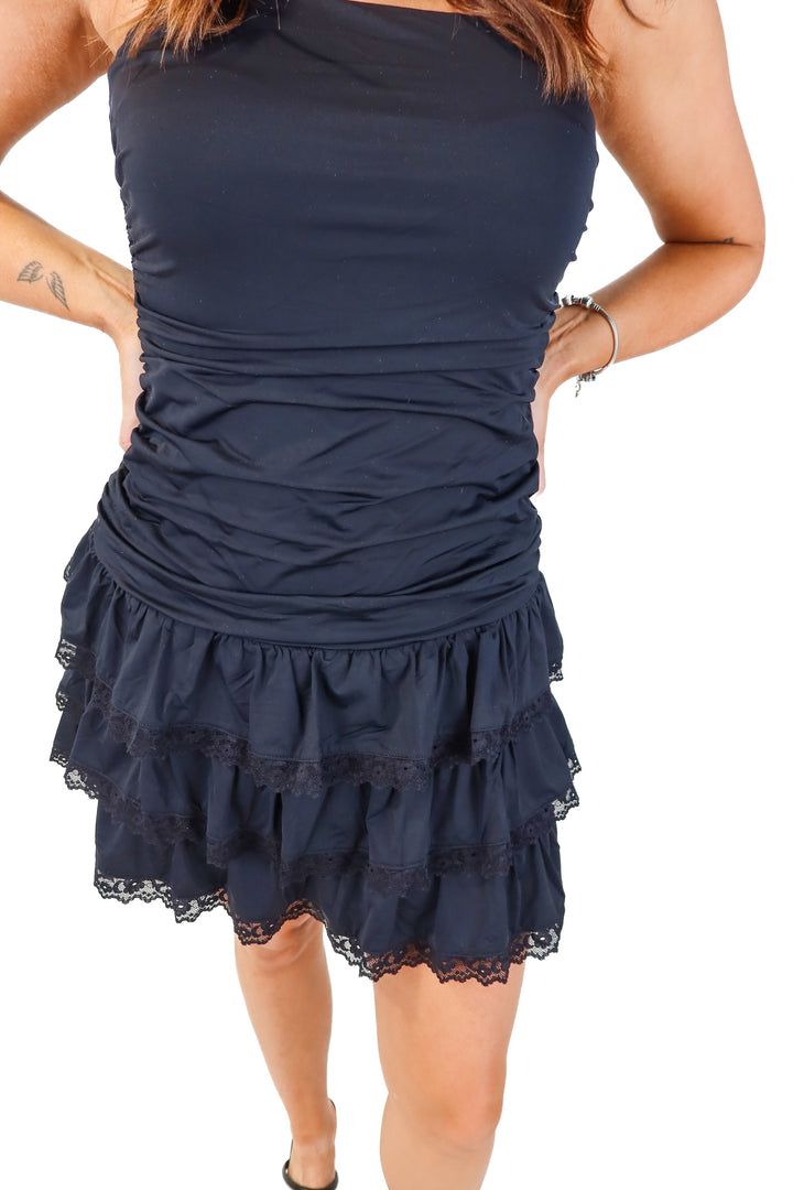 more to come black mini dress NWT (m; retail $88)