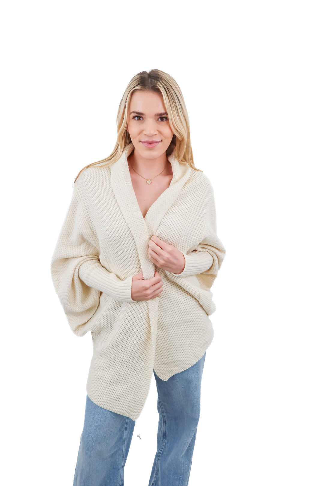 Cream knit cardigan (S)