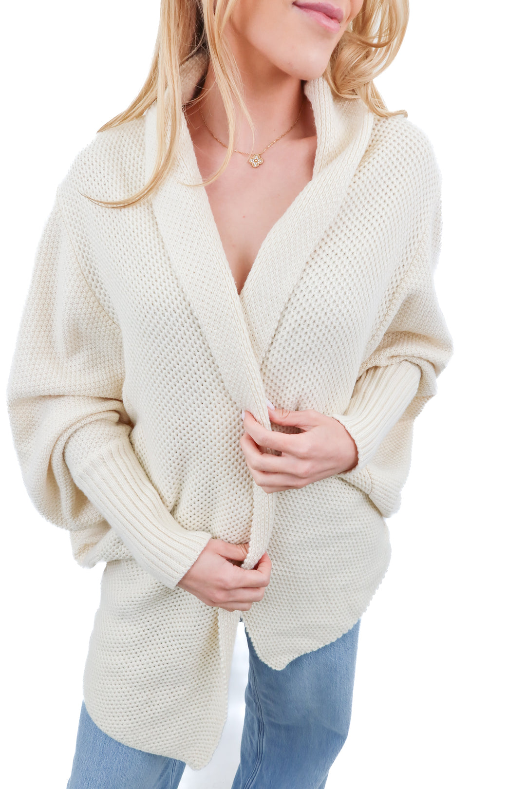 Cream knit cardigan (S)
