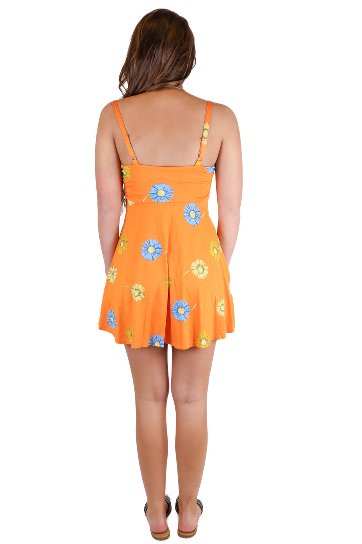 urban outfitters orange floral dress (s; retail $59)