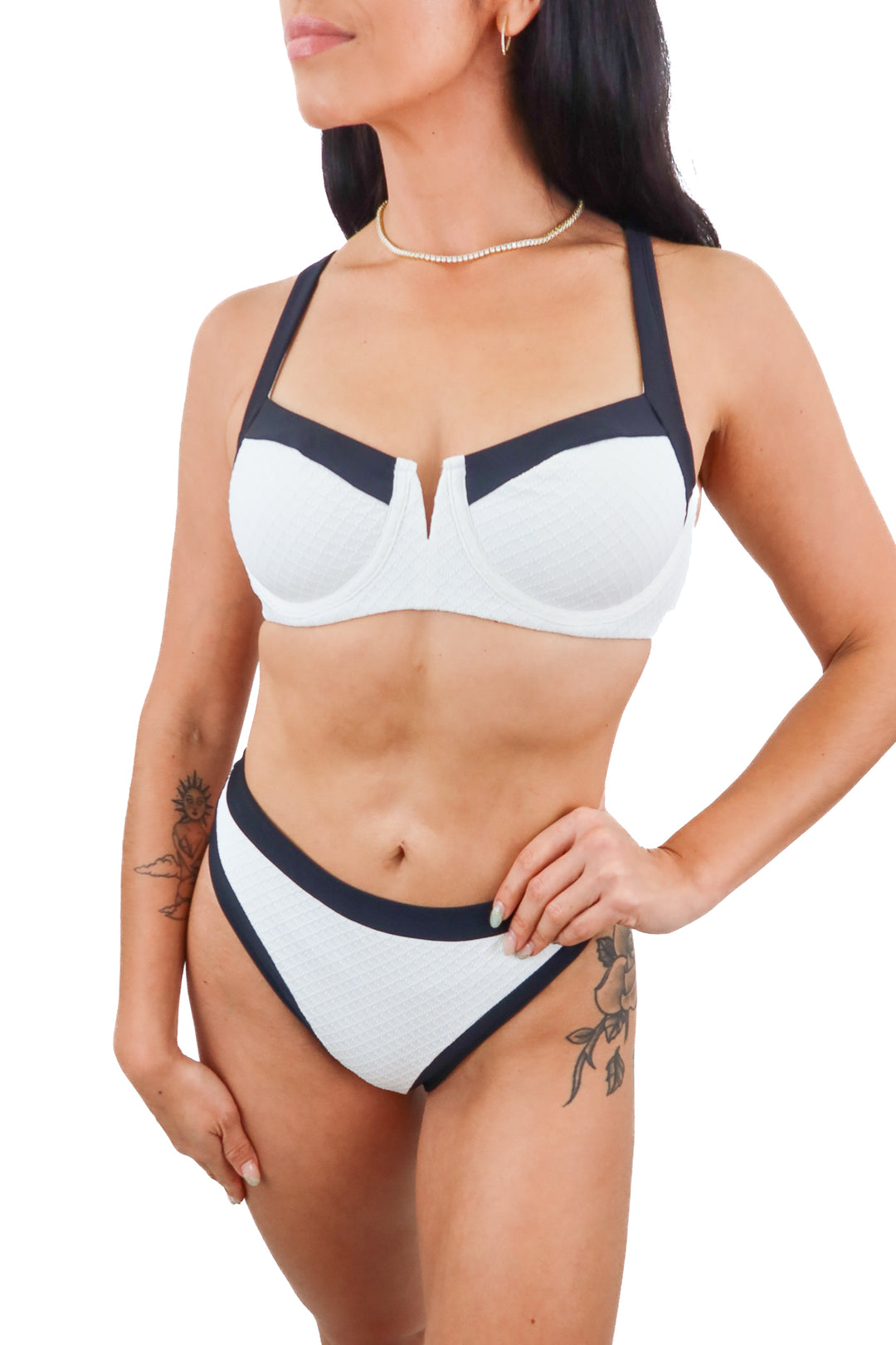 cupshe x kelsey anderson black/white bikini NWT (m; retail $39.99)