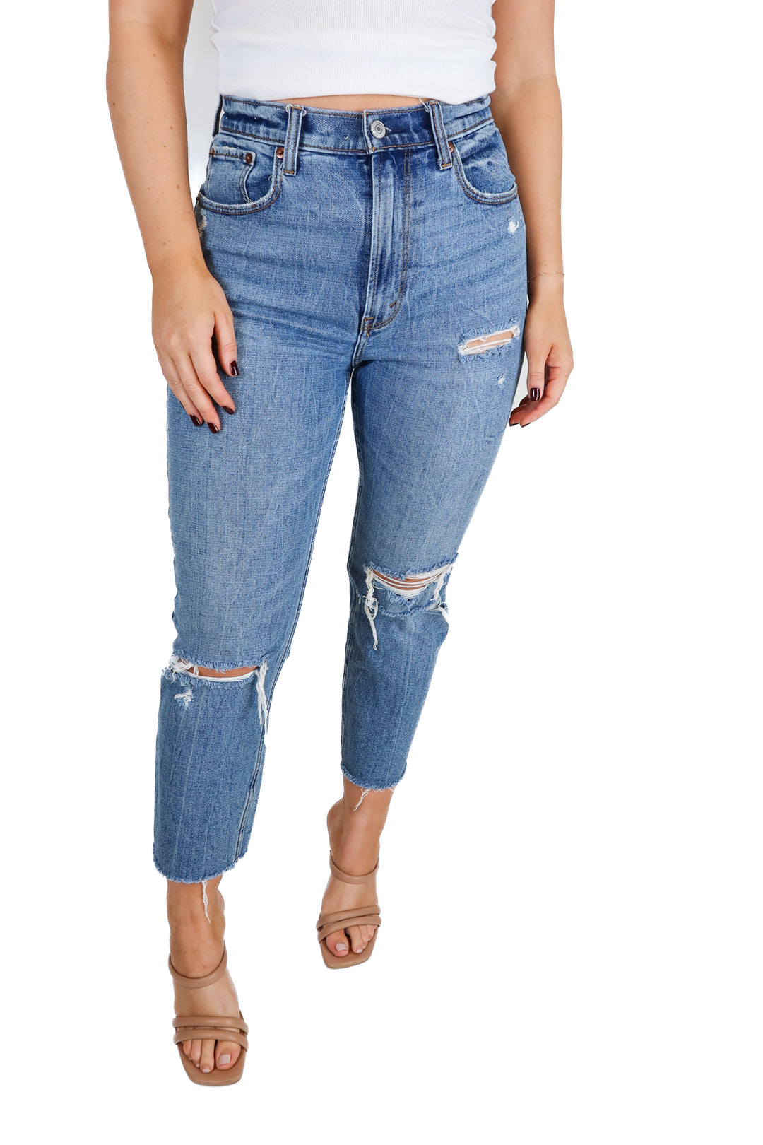 Abercrombie Curve Love Ankle Straight High Rise Jeans (27/4S; retail $90)