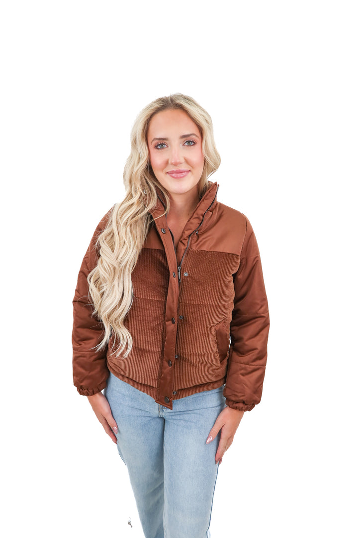 Time and Tru brown puffer jacket (XS)