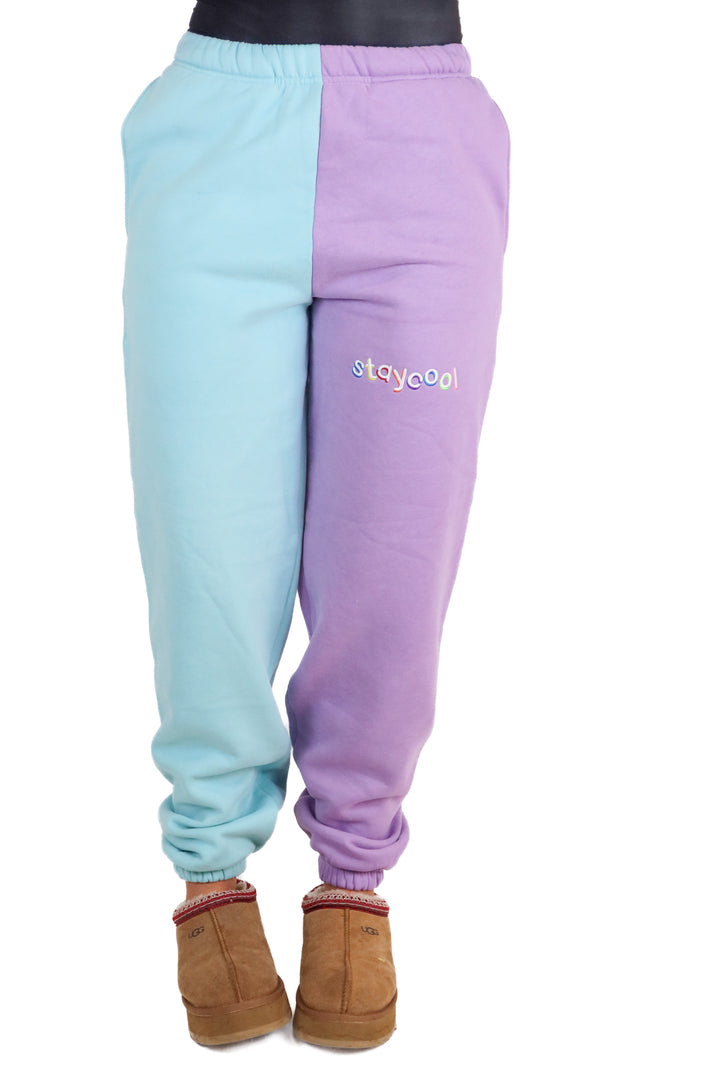 stay cool blue and purple sweatpants NWT (S; retail $80)