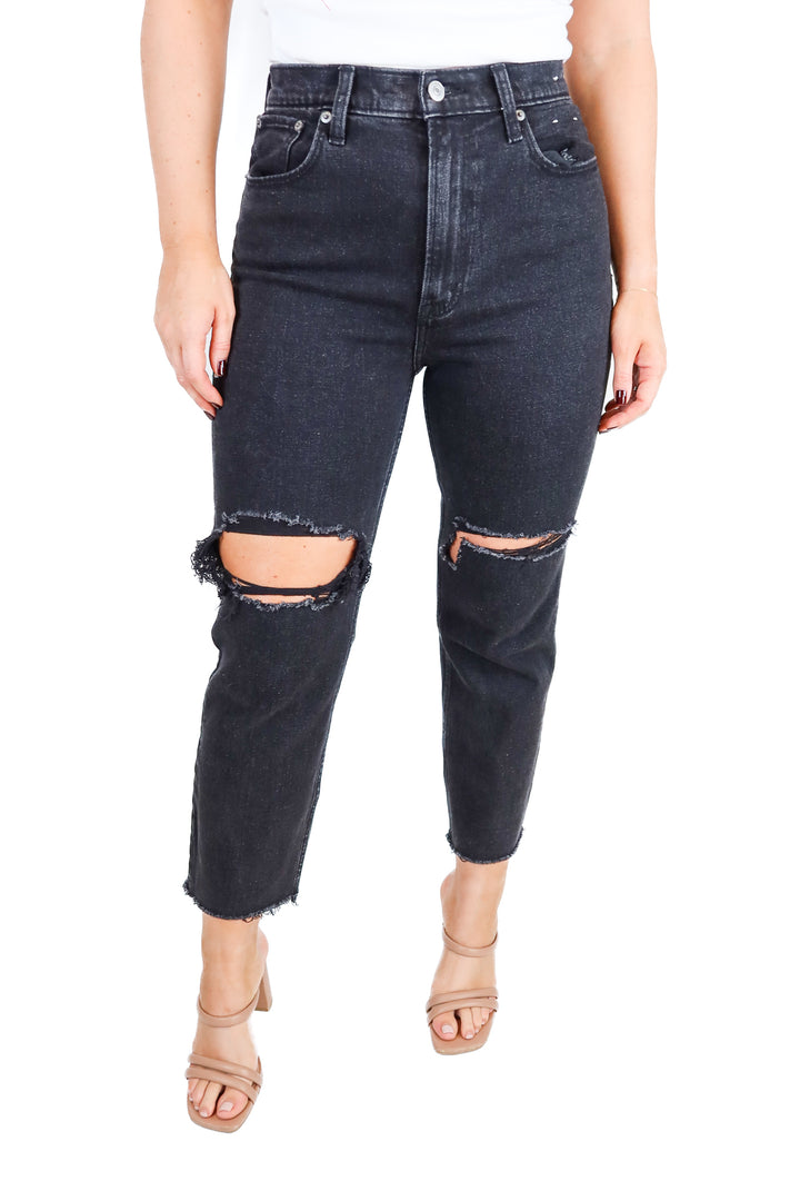 Abercrombie Black Ankle Straight High Rise Jeans (28/6R)