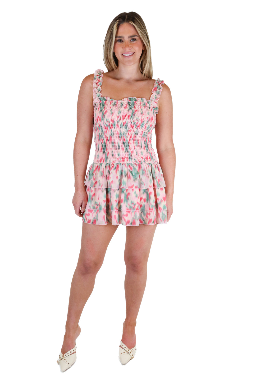 Tularosa Pink and Green Patterned Mini Dress NWT (XS; $198)