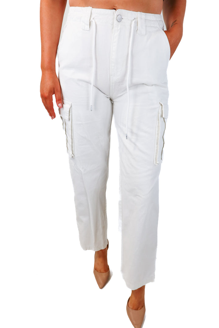 superdown white cargo pants (m; retail $78)